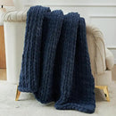 Esterra Chunky Knit Throw Blanket Newly Upgraded Heavy Tighter Version, Handmade Chenille Throw Super Soft, Thick Yarn Cable Knit Crochet Throw Blanket for Couch Bed Sofa, 50"x60", Navy Blue by CozyNest Decor