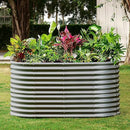Land Guard 8x4x3ft Oval Galvanized Raised Garden Beds, Large-Capacity Metal Planter Box Outdoor, Durable Deep Raised Garden Bed 3ft Tall, Raised Beds for Gardening Vegetables, Modern Gray by CozyNest Decor