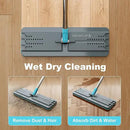 JOYMOOP Mop and Bucket Set with Wringer, with 5 Reusable Microfiber Mop Pads, Mops for Floor Cleaning and Wall Cleaning, Hands-Free Flat Mop for Home Use - Grey+Cyan Blue by CozyNest Decor