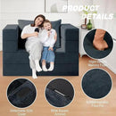 Folding Bean Bag Chair for Adults,3-in-1 Bean Bag Couch Faux Fur Floor Sofa Large Beanbag Convertible Bean Bag Sofa Bed with Pillow in Bedroom,Living Room,Apartment(Twin,Dark Grey) by CozyNest Decor