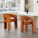 Orange Sherpa Dining Chairs Set of 2, Modern Barrel Dining Room Chairs Upholstered Faux Fur Accent Chair with Arms and Round Back for Living Room Kitchen Armchair No Assembly Needed by CozyNest Decor
