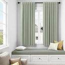 Small Short Blackout Curtains 54 Inch Length for Bedroom 2 Panels Back Tab Pleated Light Sage Green Room Darkening Insulated Thermal Drapes Window Treatment Curtain Panels for Living Room Boho Decor by CozyNest Decor