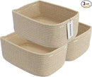 Small Woven Storage Baskets 13“X9”X5“ Decorative Rope Bins for Organizing Shelves, Closets, and Toys, Empty Gift Baskets, Cute Organizer Basket for Home and Office (oatmeal, Large) by CozyNest Decor