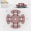 Metal Picnic Tables for Kids for Outdoors with Umbrella Hole - Coated Steel Heavy Duty Commercial Grade Table with Adjustable Seats (Red, 38 in, Kids, Expanded Steel) by GreenHaven Gardens