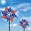 Hausse 10 Pack Reflective Pinwheels Patriotic Decorations, American Flag on Stick Wind Spinner with Stake for Independence Day, Memorial Day July of 4th Party Supplies, Scare Birds Repellent Devices by CozyNest Decor