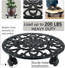 2 Packs 14 Inch Rolling Plant Stand with Wheels Metal Plant Caddy with Wheels Heavy Duty Round Plant Stand Indoor Iron Plants Rollers for Plants, Plant Dolly with Plant Saucers by GreenHaven Gardens