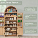 71" Tall Arched Bathroom Storage Cabinet, Modern Fluted Storage Cabinet w/Doors, 3 Adjustable Shelves, 6 Door Shelves, Wood Freestanding Cabinet for Bathroom, Entryway, Hallway, Natural by CozyNest Decor