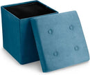 Sorbus Folding Ottoman - Foot Rest Cube, Bedroom Bench, Coffee Table, Shoe Storage, Foot Stool, Pouf - Teal Blue Suede Velvet by CozyNest Decor