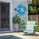 24 Inch Coastal Seashell Large Wreath with Natural Starfish & Scallops Shell, Blue Beach Style Front Door Wreath with for Spring Summer, Farmhouse Rustic Indoor Outdoor Home Wall Wedding Decor by CozyNest Decor