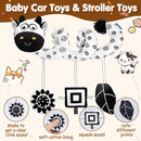 Car Seat Toys for Babies 0-6 Months,Hanging Rattle Toys for Crib Mobile, Baby Spiral Hanging Stroller Black and White High Contrast Toys for Newborn 0 3 6 9 12 Months Baby Boys Girls (Cow) by TinyTreasures Baby Boutique
