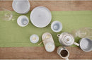 Solino Home Linen Table Runner 108 Inches Long - 100% Pure Linen Moss Green Table Runner 14 x 108 Inch for Fall, Autumn, Thanksgiving - Classic Hemstitch by CozyNest Decor
