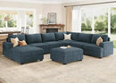 Nolany Sectional Sofa with Storage Ottoman, Corduroy Modular Sectional Couch, U Shape Sectional Couches for Living Room, Blue by CozyNest Decor