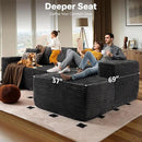 106" Cloud Sectional Couches for Living Room,Plush Corduroy Boneless Couch with Comfy Chaise,L Shaped Sofa in A Box No Assembly Require,Grey by CozyNest Decor