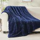 NEWCOSPLAY Super Soft King Blanket Dark Navy Premium Silky Flannel Fleece 3D Clouds Stylish Jacquard Lightweight Bed Blanket All Season Use 350GSM (Dark Navy, King(90"x110")) by CozyNest Decor
