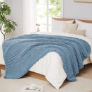 L'AGRATY Chunky Knit Blanket Throw: 72''x84'' Chenille Chunky Knitted Throw Blankets for Bed Couch - Handmade Thick Big Cable Knit Blanket - Large Crochet Rope Blankets for Home Decor(Airy Blue) by CozyNest Decor