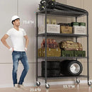 IZEUK Garage Shelving Wide Storage Shelves 4 Tier Metal Shelves 3200 LBS Heavy Duty Adjustable Utility Shelf Rack Black 23.6" D x 53.1" W x 73.6" H by CozyNest Decor