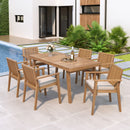 7 Piece Patio Furniture Set Acacia Wood Table And 6 Cushioned Chairs by HouseOfZazla