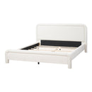 Queen Size Upholstered Platform Bed Frame with Curved Headboard