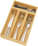 BAMEOS Silverware Organizer, Utensil Drawer Organizer, 4 Slots Kitchen Drawer Organizer, Bamboo Flatware Organizer for Drawer in Natural by CozyNest Decor