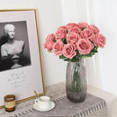 Pink Fake Roses Artificial Flowers - 10 Pcs Fake Artificial Roses Silk Flowers with Stems for Home Wedding Hotel Office Centerpiece Decor（Dusty Pink） by CozyNest Decor