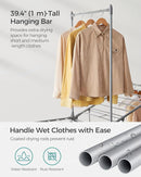 SONGMICS Clothes Drying Rack, Foldable 2-Level Laundry Drying Rack, Free-Standing Airer, 1 Additional Tall Hanging Bar, 2 Height-Adjustable Wings, 24 Drying Rails, Space Savng, Gray ULLR521G01 by TinyTreasures Baby Boutique