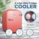 IBMF4BLS Fridge for Bedroom, Skincare, Portable Cooler & Warmer for Makeup, for Office & Home Refrigerator, Mini (4 L / 6-Can), Blush Red by CozyNest Decor