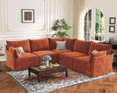 135.5" Oversized Modular Sectional Sofa, L Shaped Convertible Couch with Movable Ottoman, 5 Seat Corner Couches for Living Room Deep Seat Terracotta Orange Chenille by CozyNest Decor