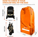 ONGUARD Waterproof Single and Double Stroller Bag for Airplane - Travel Stroller Cover for Air Travel and Storage - Gate Check Bag Backpack- Baby Airplane Essentials - Orange by TinyTreasures Baby Boutique