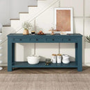 Solid Wood Console Table,63 in Long Sofa Table Entryway Table with 4 Drawers and Bottom Shelf for Hallway Living Room Couch Table,Fully Assembled (63" Dark Blue) by CozyNest Decor