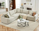 112" L Shaped Sectional Sofa with Detachable Sofa Cover, Reversible Sectional Modular Couch for Living Room, Linen Fabric Corner Couch with 7 Seats, Oatmeal by CozyNest Decor
