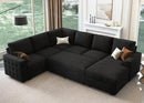 HONBAY Sectional Sleeper Sofa with Pull Out Bed U-Shape Sectional Couch with Storage Chaise 6 Seater Sleeper Sectional Sofa Bed, Velvet Black by CozyNest Decor