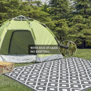 Pauwer Waterproof Outdoor Rug 6x9, Reversible Plastic Straw Patio Camping Rug, Indoor Outdoor RV Mat Carpet for Deck, Camper, Porch, Balcony, Backyard, Picnic, Geometric Grey by GreenHaven Gardens