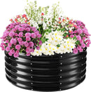 17" Tall Elevated Round Metal Rised Garden Bed- 3.3'x3.3' in Size and 0.8MM Thick Durable Planter Box for Vegetables Flowers Succulent at Patio/Garden Outdoor (Black, 3.3FT Diameter) by GreenHaven Gardens