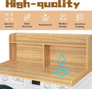 Royxen 2-Tier Washer Dryer Countertop,19.5" H Wood Washer Dryer Topper with Storage Shelf,Laundry Countertop Over Washer and Dryer, Universal Fit for Laundry Room Organization (Oak, 54" W X 27.5" D) by CozyNest Decor