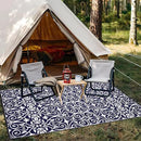 OLANLY Outdoor Rug Waterproof 9x12 ft Clearance, Reversible Outdoor Plastic Straw Rug with Floral Pattern, RV Mat for Patio, Camping, Balcony, Deck, Backyard, Navy & White by CozyNest Decor