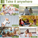 80"x80" Extra Large Waterproof Outdoor Mat - Sandproof Foldable Picnic Blanket for Family Camping, Backyard, Beach Parties - Heavy Duty & Easy Storage (Green&White) by TinyTreasures Baby Boutique