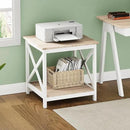 ChooChoo End Table, 24 Inch End Table with 2-Tier Storage Shelf, Side Table for Living Room, Wood Nightstand for Bedroom, Office, Oak by CozyNest Decor
