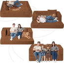 Folding Bean Bag Chair for Adults,3-in-1 Bean Bag Couch Faux Fur Floor Sofa Large Beanbag Convertible Bean Bag Sofa Bed with Pillow in Bedroom,Living Room,Apartment(Queen,Caramel) by CozyNest Decor
