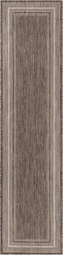 Unique Loom Outdoor Border Collection Area Rug - Soft Border (2' x 8' Runner, Brown/ Ivory) by GreenHaven Gardens