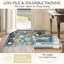 Floral 2x8 Area Rug Machine Washable Soft Print Boho Carpet Non Slip Doormat Low Pile Flower Area Rugs for Living Room Bedroom Nursery Kitchen Dining Room Indoor-Blue/Grey by TinyTreasures Baby Boutique