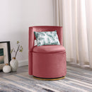 360 degree Swivel Accent Chair with Storage Function, Velvet Curved Chair with Gold Metal Base for Living Room, Nursery, Bedroom