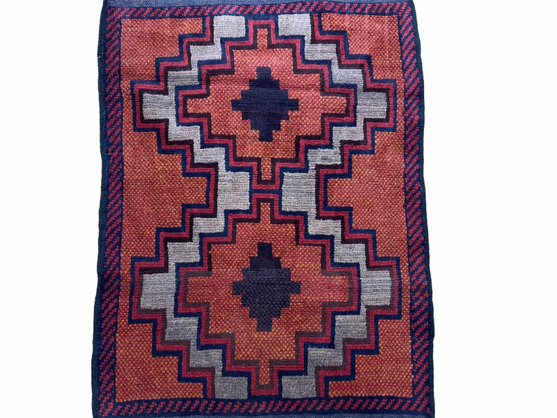 3X5 Vintage Handmade Tribal Wool Rug Balouchi Rug Afghan Rug Red 2' 8" X 4' 8"