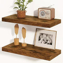 Floating Shelves, 8 Inch Deep Floating Shelves, 24"W x 8"D Wall Shelves Set of 2, Rustic Wood Floating Shelf for Home Decor, Deep Storage Shelves for Kitchen, Bedroom, Living Room, Rustic Brown by CozyNest Decor