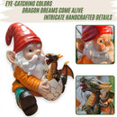 Fantasy Dragon Gnome Garden Statue - 6.8" Weatherproof Resin Garden Gnome with Baby Dragon, Unique Outdoor & Indoor Decor, Handcrafted Yard Art, for Fantasy Lovers & Gardeners by GreenHaven Gardens