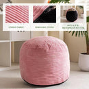 HIGOGOGO Round Stuffed Pouf Ottoman, Corduroy Poufs with Foam Chunk Filling, Furry and Fluffy Pouf Foot Stool Storage Ottoman, 20 X 15 Floor Poufs Foot Rest for Living Room, Pink by CozyNest Decor