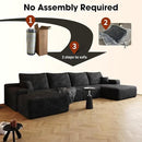 136" Sectional Couches for Living Room Modern Modular Sofa with L-Shape Couchs Upholstered Boneless Couch Deep Seat Sectional Couch with Chaise (Black, Right Facing Chaise+3Seaters+Ottoman) by CozyNest Decor