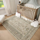 Washable 4x6 Rugs for Living Room, Boho Non-Slip Silicone Backing Small Rugs for Bedroom Nursery Office, 0.3" Neutral Oriental Throw Carpet with 0.16" Cushioning Pad, Light Brown/Multi by TinyTreasures Baby Boutique