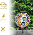 Sunnydaze 10 inch Solar Gazing Ball for Garden - Glass Outdoor Gazing Globe - Midsummer Dahlias - Set of 2 by CozyNest Decor