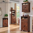 Corner Bathroom Cabinet, Farmhouse Small Cabinet with Barn Door & Adjustable Shelf, Storage Cabinets for Bathroom, Kitchen & Living Room, Brown by CozyNest Decor