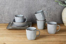 famiware Coffee Mugs Set of 4, Ocean Square 13oz Coffee Cup Set with Handle for Cocoa, Milk, Hot Chocolate, Tea, Water, Stoneware Cups for Kitchen, Microwave and Dishwasher Safe, Grey by CozyNest Decor